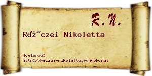 Réczei Nikoletta névjegykártya